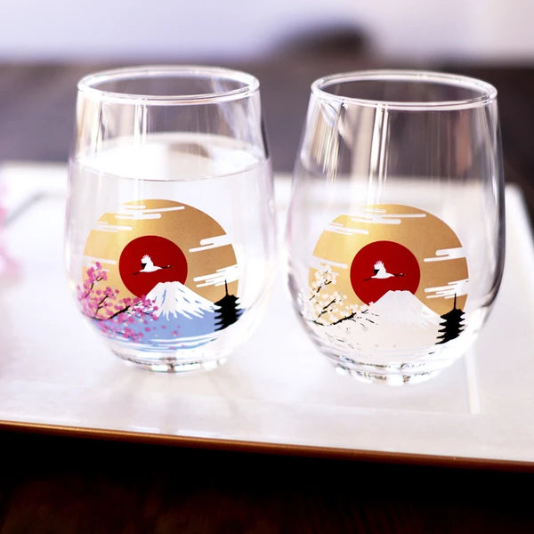 Mt. Fuji x Sakura Magic Glasses (Mino ware)