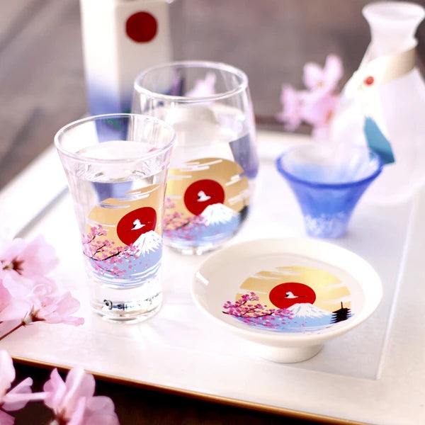 Mt. Fuji x Sakura Magic Sake Glasses (Mino ware)